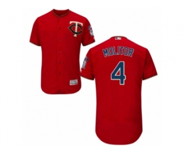 Men's Majestic Minnesota Twins #4 Paul Molitor Scarlet Flexbase Authentic Collection MLB Jersey