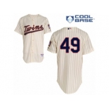Men's Majestic Minnesota Twins #49 Kevin Jepsen Replica Cream Alternate Cool Base MLB Jersey Men's Majestic Minnesota Twins #49 Kevin Jepsen Replica Cream Alternate Cool Base MLB Jersey