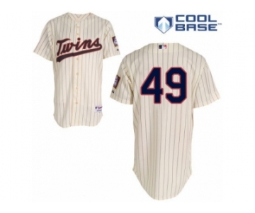 Men's Majestic Minnesota Twins #49 Kevin Jepsen Replica Cream Alternate Cool Base MLB Jersey