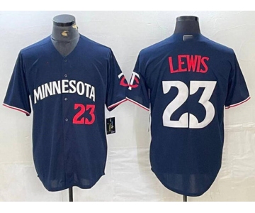Men's Minnesota Twins #23 Royce Lewis Navy Cool Base Stitched Baseball Jersey