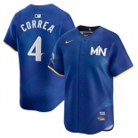 Men's Minnesota Twins #4 Carlos Correa Royal 2024 City Connect Limited Stitched Baseball Jersey