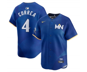 Men's Minnesota Twins #4 Carlos Correa Royal 2024 City Connect Limited Stitched Baseball Jersey