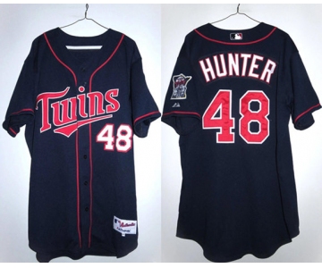 Men's Minnesota Twins #48 Torii Hunter Navy Double Knit Stitched Baseball Jersey