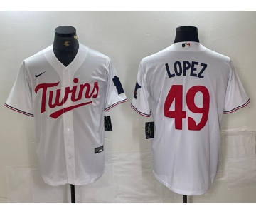 Men's Minnesota Twins #49 Pablo Lopez White Stitched MLB Cool Base Nike Jersey