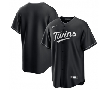 Men's Minnesota Twins Blank Black Lights Out Limited Stitched Baseball Jersey