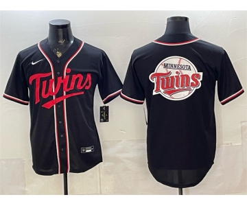 Men's Minnesota Twins Team Big Logo 2026 Fashion Replica Black Out Stitched Baseball Jersey
