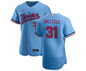 Men's Nike Minnesota Twins #31 Devin Smeltzer Light Blue Alternate 2020 Authentic Team Baseball Jersey