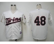 mlb jerseys minnesota twins #48 pavano cream(blue strip)
