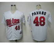 mlb jerseys minnesota twins #48 pavano white(blue strip)