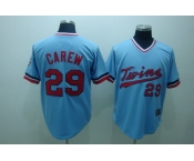 mlb minnesota twins #29 carew baby blue[cooperstown throwback]