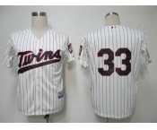 mlb minnesota twins #33 morneau cream(blue strip)