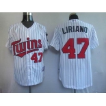mlb minnesota twins #47 liriano white(blue strip)2010 mlb minnesota twins #47 liriano white(blue strip)2010