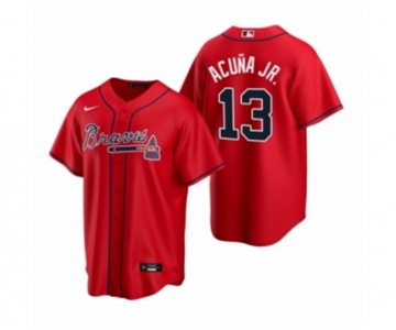 Atlanta Braves #13 Ronald Acuna Jr. Nike Red 2020 Replica Alternate Jersey