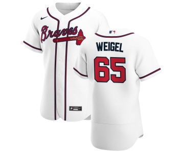 Atlanta Braves #65 Patrick Weigel Men's Nike White Home 2020 Authentic Player MLB Jersey