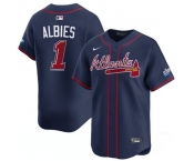 Men's Atlanta Braves #1 Ozzie Albies Navy 2025 Speedway Classic Alternate Limited Stitched Baseball Jersey
