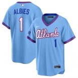 Men's Atlanta Braves #1 Ozzie Albies Powder Blue 2026 City Connect Stadium Stitched Baseball Jersey