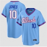 Men's Atlanta Braves #10 Chipper Jones Powder Blue 2026 City Connect Stadium Stitched Baseball Jersey