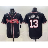 Men's Atlanta Braves #13 Ronald Acuna Jr. 2026 Fashion Black Out Stitched Baseball Jersey