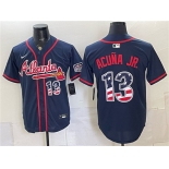 Men's Atlanta Braves #13 Ronald Acuna Jr. Navy USA 250 Fourth of July Home Stadium Stitched Baseball Jersey Men's Atlanta Braves #13 Ronald Acuna Jr. Navy USA 250 Fourth of July Home Stadium Stitched Baseball Jersey