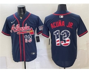 Men's Atlanta Braves #13 Ronald Acuna Jr. Navy USA 250 Fourth of July Home Stadium Stitched Baseball Jersey