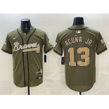 Men's Atlanta Braves #13 Ronald Acuna Jr. Olive 2026 Armed Forces Day Stitched Baseball Jersey Men's Atlanta Braves #13 Ronald Acuna Jr. Olive 2026 Armed Forces Day Stitched Baseball Jersey