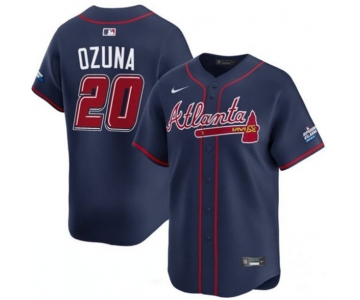 Men's Atlanta Braves #20 Marcell Ozuna Navy 2025 Speedway Classic Alternate Limited Stitched Baseball Jersey