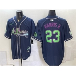 Men's Atlanta Braves #23 Michael Harris II Navy Galaxy With Outkast Patch Vapor Limited Stitched Baseball Jersey Men's Atlanta Braves #23 Michael Harris II Navy Galaxy With Outkast Patch Vapor Limited Stitched Baseball Jersey