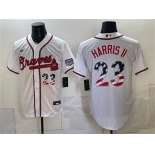 Men's Atlanta Braves #23 Michael Harris II White USA 250 Fourth of July Home Stadium Stitched Baseball Jersey Men's Atlanta Braves #23 Michael Harris II White USA 250 Fourth of July Home Stadium Stitched Baseball Jersey