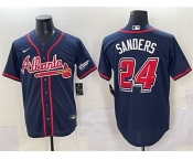 Men's Atlanta Braves #24 Deion Sanders Navy 2025 Speedway Classic Alternate Stitched Baseball Jersey Men's Atlanta Braves #24 Deion Sanders Navy 2025 Speedway Classic Alternate Stitched Baseball Jersey
