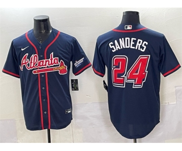 Men's Atlanta Braves #24 Deion Sanders Navy 2025 Speedway Classic Alternate Stitched Baseball Jersey