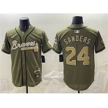 Men's Atlanta Braves #24 Deion Sanders Olive 2026 Armed Forces Day Stitched Baseball Jersey Men's Atlanta Braves #24 Deion Sanders Olive 2026 Armed Forces Day Stitched Baseball Jersey