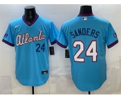 Men's Atlanta Braves #24 Deion Sanders Powder Blue 2026 City Connect Stadium Stitched Baseball Jersey Men's Atlanta Braves #24 Deion Sanders Powder Blue 2026 City Connect Stadium Stitched Baseball Jersey