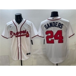 Men's Atlanta Braves #24 Deion Sanders White Cool Base Stitched Baseball Jersey