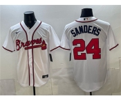 Men's Atlanta Braves #24 Deion Sanders White Cool Base Stitched Baseball Jersey Men's Atlanta Braves #24 Deion Sanders White Cool Base Stitched Baseball Jersey