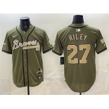 Men's Atlanta Braves #27 Austin Riley Olive 2026 Armed Forces Day Stitched Baseball Jersey Men's Atlanta Braves #27 Austin Riley Olive 2026 Armed Forces Day Stitched Baseball Jersey