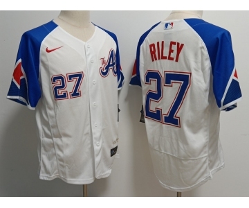 Men's Atlanta Braves #27 Austin Riley White 2023 City Connect Flex Base Stitched Baseball Jersey