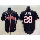 Men's Atlanta Braves #28 Matt Olson 2026 Fashion Replica Black Out Stitched Baseball Jersey Men's Atlanta Braves #28 Matt Olson 2026 Fashion Replica Black Out Stitched Baseball Jersey