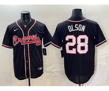 Men's Atlanta Braves #28 Matt Olson 2026 Fashion Replica Black Out Stitched Baseball Jersey