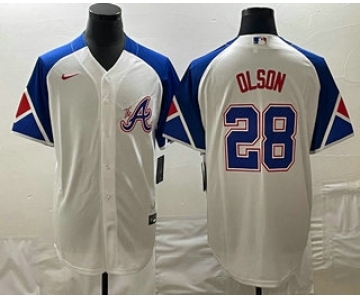 Men's Atlanta Braves #28 Matt Olson Number 2023 City Connect Cool Base Stitched Jersey