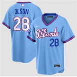 Men's Atlanta Braves #28 Matt Olson Powder Blue 2026 City Connect Stadium Stitched Baseball Jersey