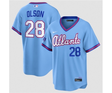 Men's Atlanta Braves #28 Matt Olson Powder Blue 2026 City Connect Stadium Stitched Baseball Jersey