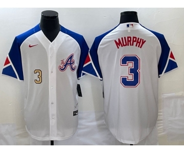 Men's Atlanta Braves #3 Dale Murphy Number White 2023 City Connect Cool Base Stitched Jerseys