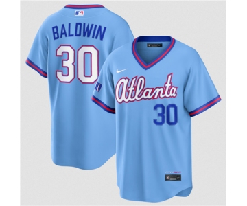 Men's Atlanta Braves #30 Drake Baldwin Powder Blue 2026 City Connect Stadium Stitched Baseball Jersey