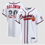 Men's Atlanta Braves #30 Drake Baldwin White USA 250 Fourth of July Home Stadium Stitched Baseball Jersey