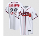 Men's Atlanta Braves #30 Drake Baldwin White USA 250 Fourth of July Home Stadium Stitched Baseball Jersey Men's Atlanta Braves #30 Drake Baldwin White USA 250 Fourth of July Home Stadium Stitched Baseball Jersey