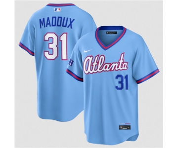 Men's Atlanta Braves #31 Greg Maddux Powder Blue 2026 City Connect Stadium Stitched Baseball Jersey
