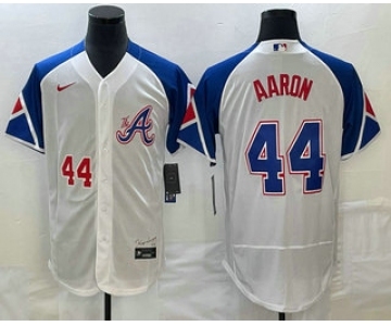 Men's Atlanta Braves #44 Hank Aaron Number White 2023 City Connect Flex Base Stitched Jersey