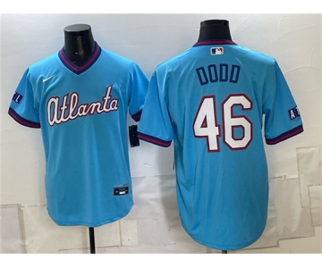 Men's Atlanta Braves #46 Dylan Dodd Blue 2026 City Connect Stadium Stitched Baseball Jersey
