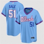 Men's Atlanta Braves #51 Chris Sale Powder Blue 2026 City Connect Stadium Stitched Baseball Jersey