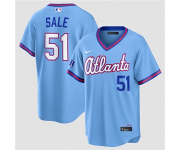 Men's Atlanta Braves #51 Chris Sale Powder Blue 2026 City Connect Stadium Stitched Baseball Jersey